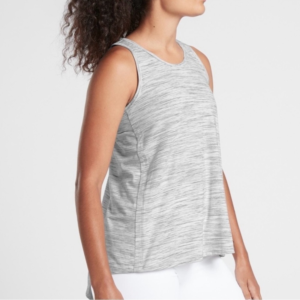 Athleta Women’s Essence Spacedye Tie Back Tank Gray White Sleeveless Top Size XS